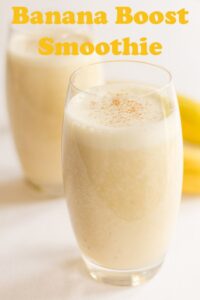 Banana boost smoothie is a delicious quick and easy banana smoothie recipe which will give you such a great start to the day. Just 4 ingredients and a vegan option too it's a great instant energy booster. Plus it's only 378 calories per serving so a great aid to weightloss! #neilshealthymeals #recipe #breakfast #banana #bananasmoothie #smoothie #healthysmoothie #weightloss