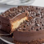 A reduced fat lighter version peanut butter chocolate chip cheesecake dessert which is still indulgent and wickedly creamy!