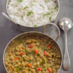 This vegan green lentil dahl is simply delicious, mouth-watering and perfect as a meat free dinner. Filling and with just the right amount of chilli spice, even meat eaters will find this agreeable too!
