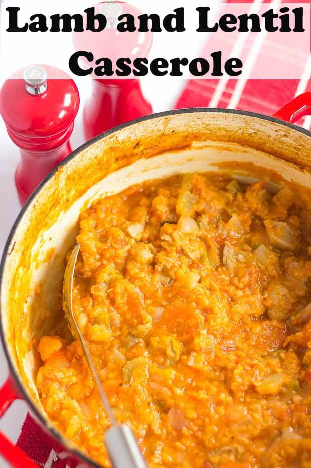Lamb and lentil casserole is a delicious filling dinner recipe. Easy to make it's packed full of flavour and with a huge amount of protein and vitamins this is a family dinner winner. Perfect on it's own or served with rice and or steamed broccoli! #neilshealthymeals #recipe #lamb #lambcasserole #lentilcasserole