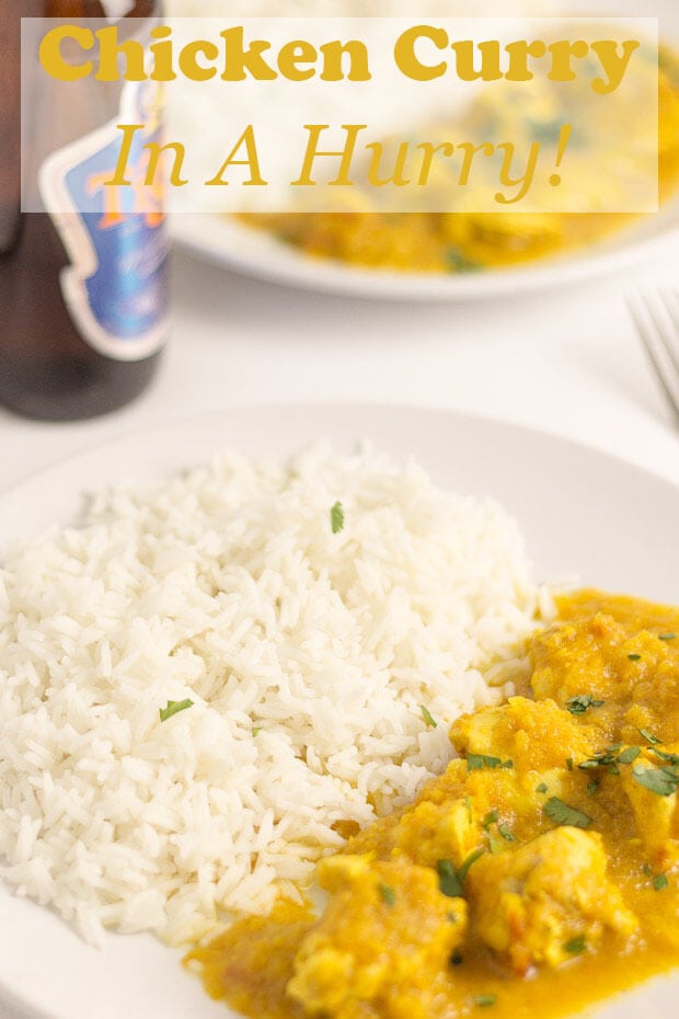 This chicken curry in a hurry is healthy quick and delicious Indian curry recipe. Gluten free it's a simple curry made in under an hour and serves up to four. With plenty of healthy protein it's low in calories too! #neilshealthymeals #recipe #dinner #chicken #curry #chickencurry #simple