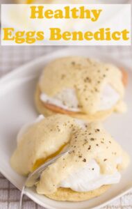 Healthy eggs benedict. Here, the delicious and classic eggs benedict has been given a healthy makeover. A creamy yogurt hollandaise sauce replaces butter with lean turkey bacon and home made lower fat English muffins. #neilshealthymeals #recipe #eggs #eggsbreakfast #healthyeggs #healthyeggsbenedict #easyeggsbenedict