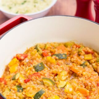 This vegan one pot Mediterranean vegetable casserole remind you of sunny days sitting on sunny beaches without a care in the world. Packed full of flavour and with loads of healthy veggies, this fantastic family dish is also extremely filling and satisfying!