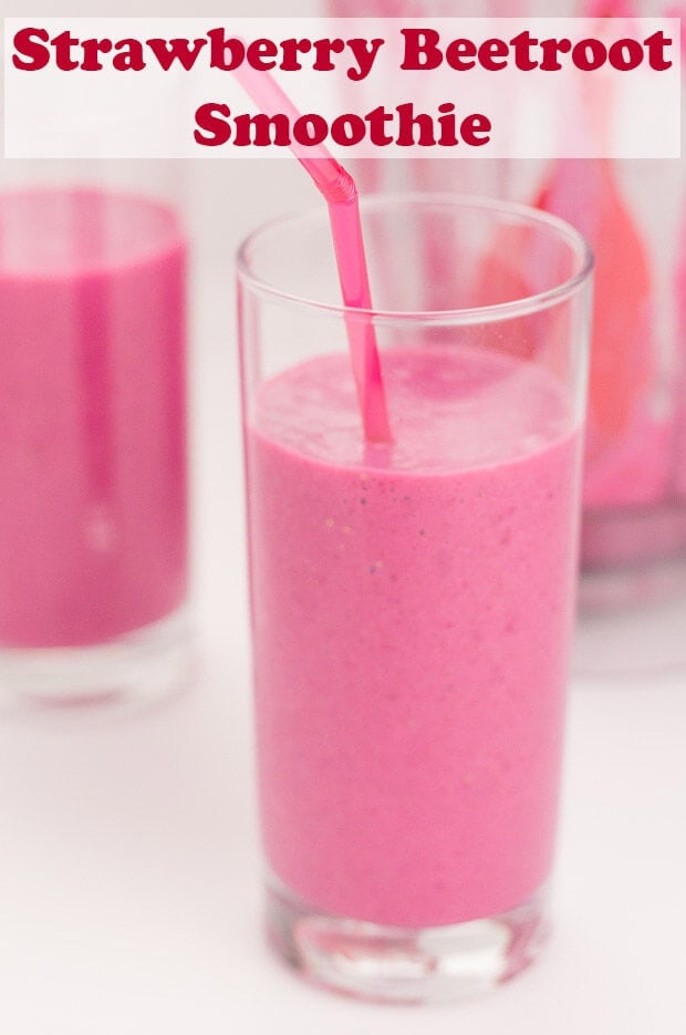 This quick healthy strawberry beetroot smoothie is made in just minutes from only three ingredients. Vegan too, it packs all of your daily recommended vitamin C into one glass. Now how’s that for a vitamin boost? #neilshealthymeals #recipe #smoothie #strawberry #beetroot