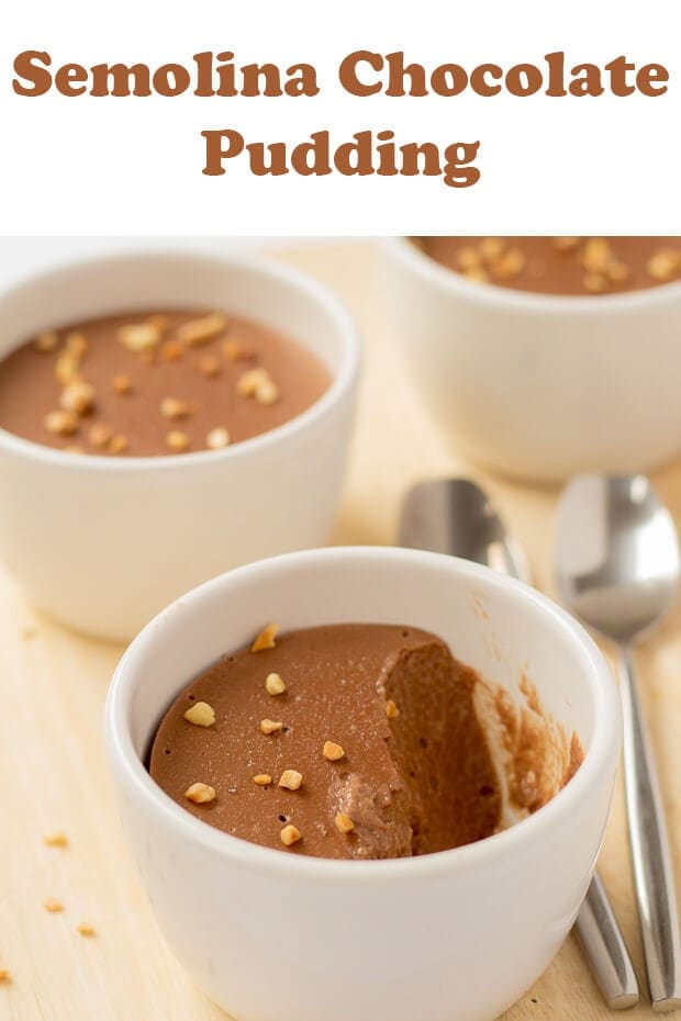 This semolina chocolate pudding is low in fat, low in carbs and only 233 calories per serving. You won't believe that when you taste it, as it’s so utterly decadent and chocolatey! It's vegan and one you can definitely include as a treat if you're watching your waistline. #neilshealthymeals #recipe #dessert #semolina #chocolate #pudding #vegan