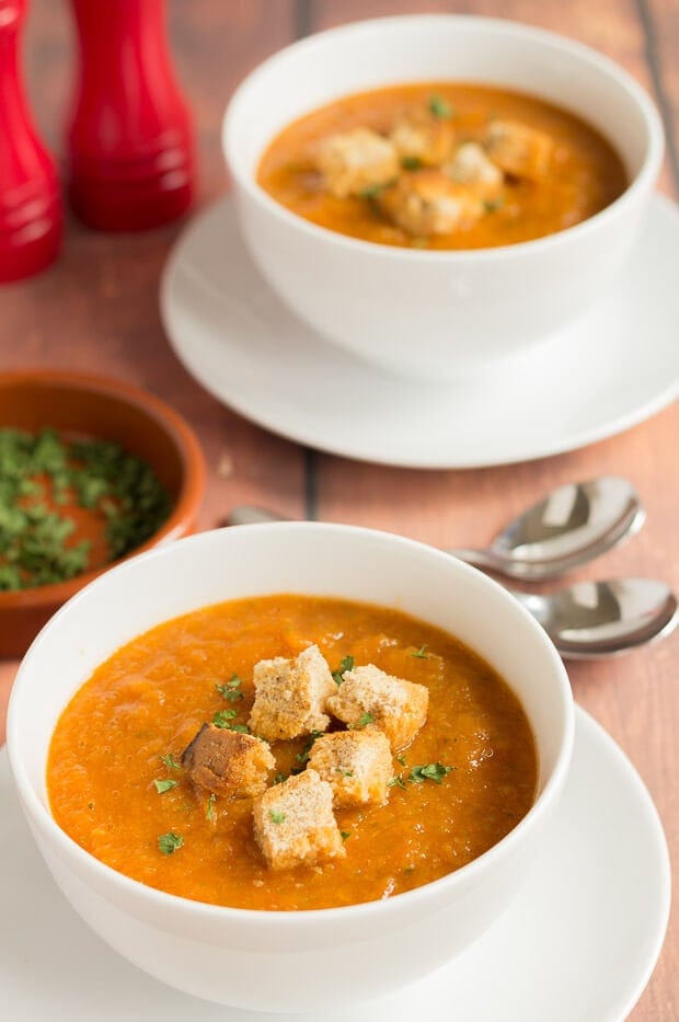 This Mediterranean vegetable soup is just 100 calories per serving and at the same time it's full of flavour and extremely filling. If you’re feeling that you’ve over indulged a little recently, then this soup is a great aid to weight loss and will help you get right back in shape again!