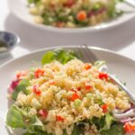 This red pepper and rosemary bulgur wheat salad is just the thing for a simple, quick healthy meal. Delicious hot or cold and keeps you fuller for longer.