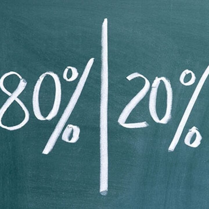 The 80/20 Way Image. Blackboard with 80% and 20% written on it.
