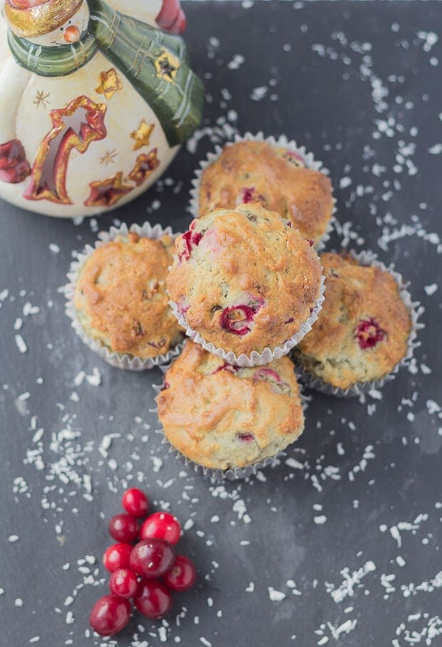These cranberry banana muffins are not only delicious but they're low in fat and low calorie too! Perfect as a snack or as a grab and go healthy breakfast they take just 20 minutes to prepare and 20 minutes to bake.