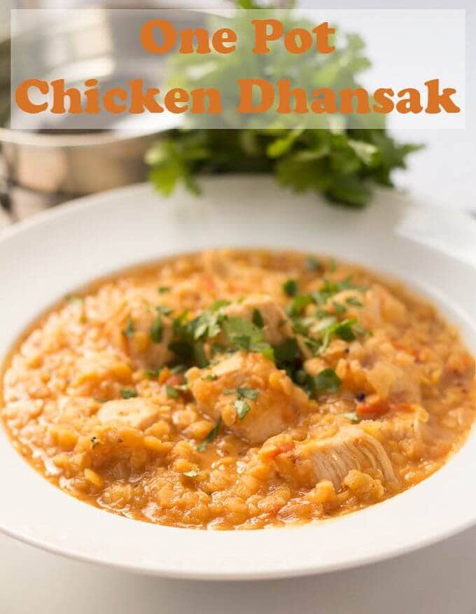 One pot chicken dhansak is a delicious home made lentil curry infused with spices that is so easy to make. Filling and providing a huge amount of your daily protein requirement it also comes in at only 437 calories too! #neilshealthymeals #recipe #curry #dinner #chickencurry #dhansak #dhansakcurry