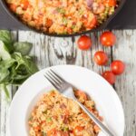 Mediterranean chorizo couscous is a delicious quick healthy budget meal. You'll love the flavours of the smoky sweet lightly toasted couscous. It'll make your taste buds sing! 