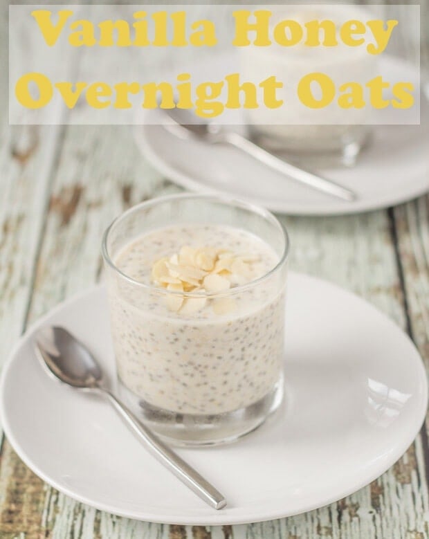Vanilla honey overnight oats is such a delicious quick healthy breakfast. Top with your choice of nuts, fruit or granola for the perfect start to your day! #neilshealthymeals #recipe #breakfast #vanilla #honey #overnightoats #glutenfree #healthybreakfast