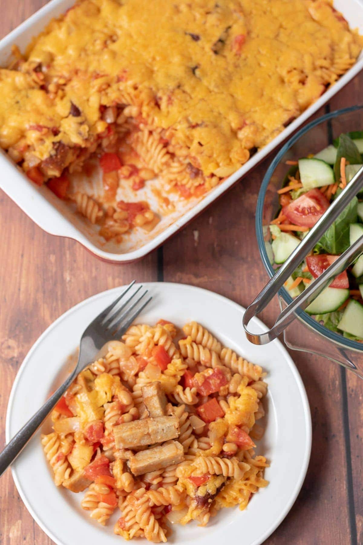 Sausage Pasta Bake with Baked Beans - Neils Healthy Meals