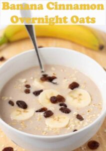 Banana cinnamon overnight oats is a delicious easy to make healthy breakfast. Bananas, cinnamon and oats are combined creating a time saving protein-packed breakfast! #neilshealthymeals #recipe #banan #cinnamon #overnightoats