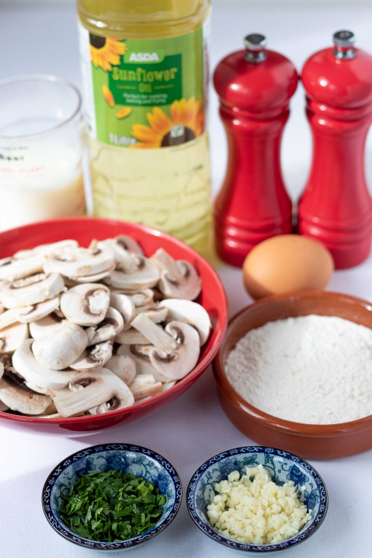 Savoury mushroom pancakes recipe ingredients.